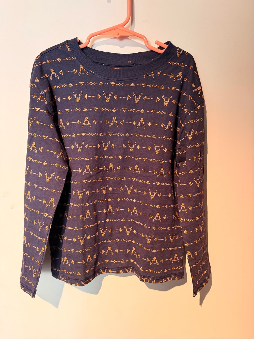 Dip Navy LS with Aztec Pattern